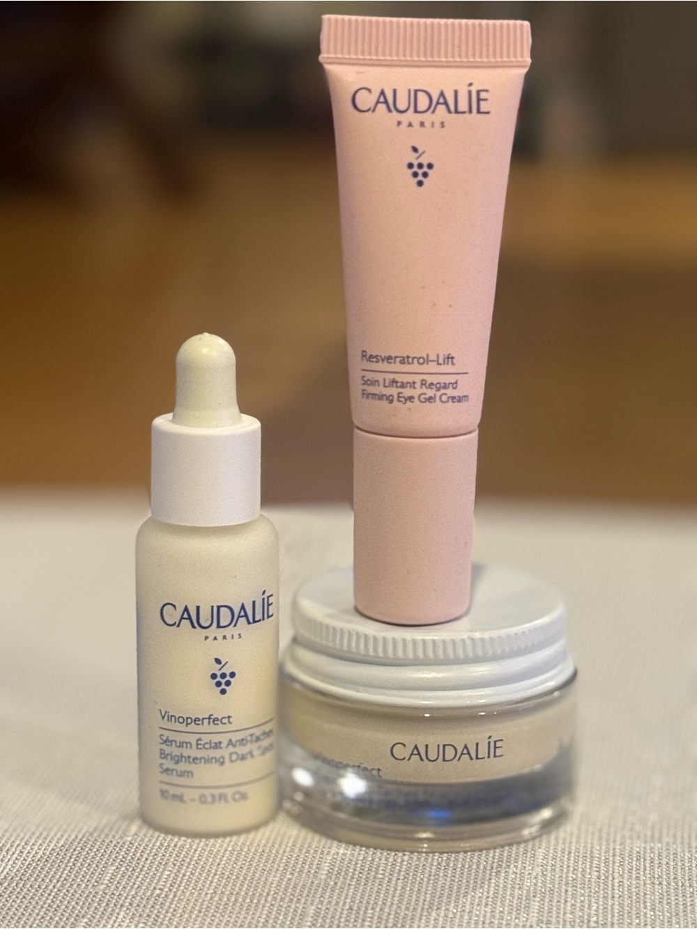 Caudalie Mini Set Vinoperfect + Resveratrol Lift| Serum Moisturizer Eye Cream